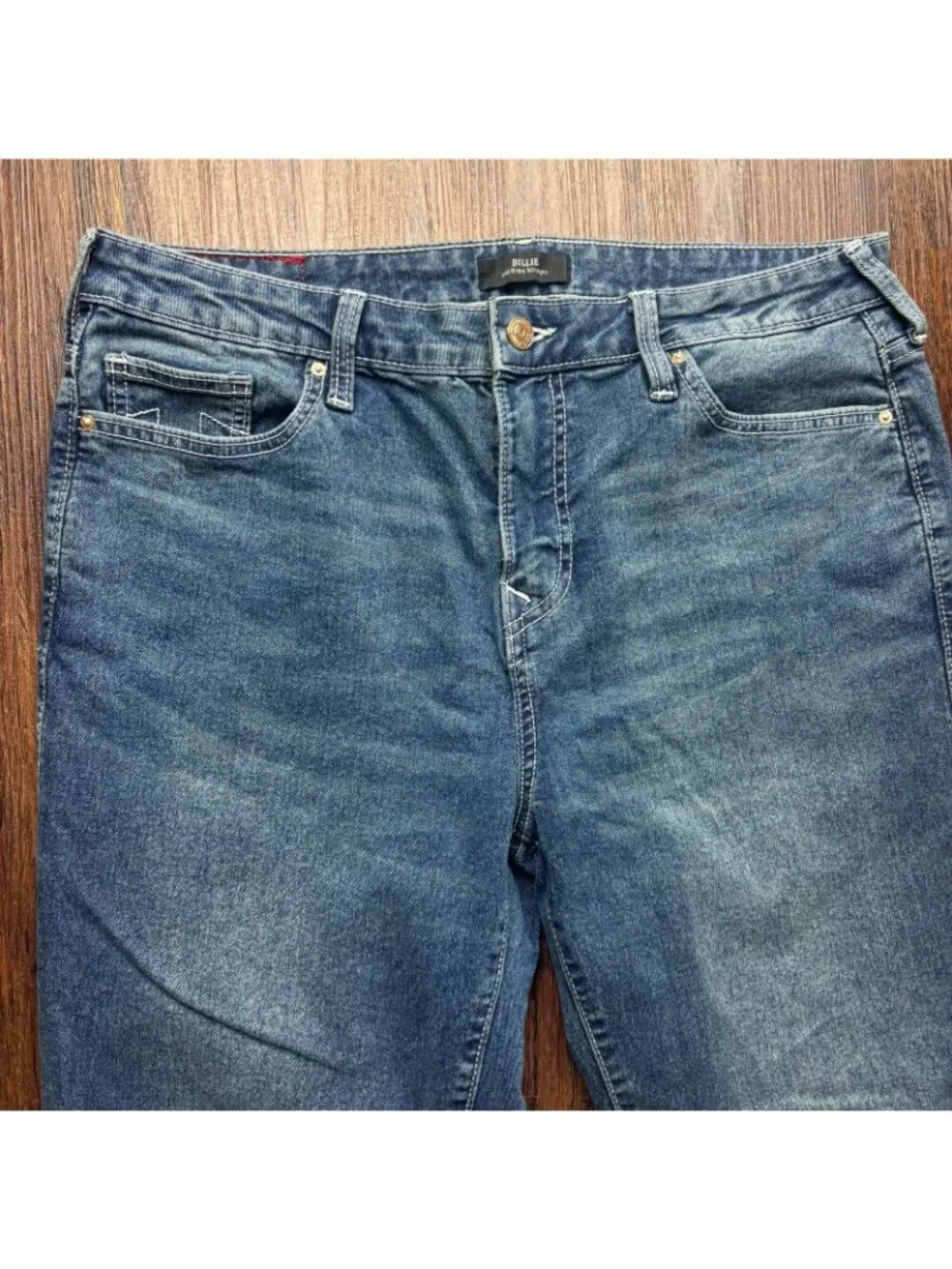 True Religion Billie Mid Rise Straight Jeans Distressed Medium Wash Size 34